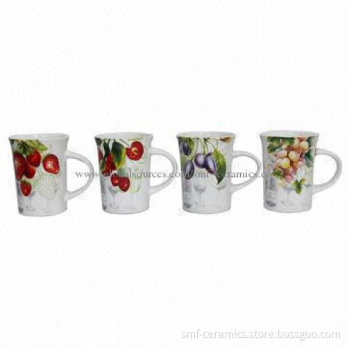13oz Ceramic Trumpet Mugs with Decal, Various Colors are Available